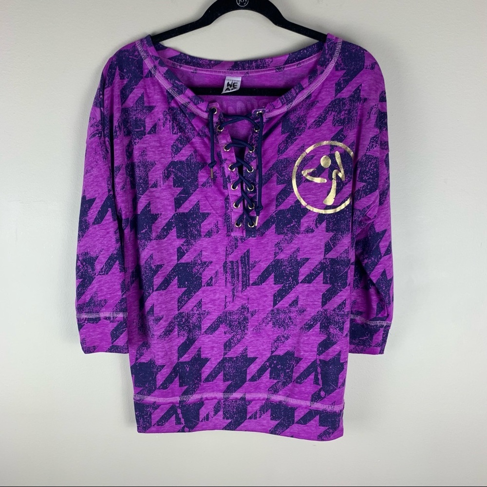Zumba Purple Lace Up Long Sleeve Tee size XS